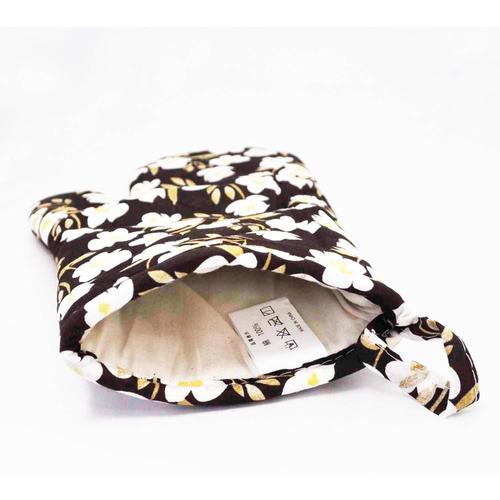 鍋つかみ キッチンミトン ブラウンフラワー2セット