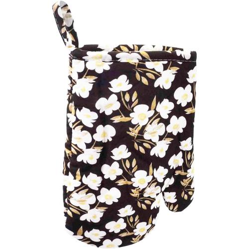 鍋つかみ キッチンミトン ブラウンフラワー2セット