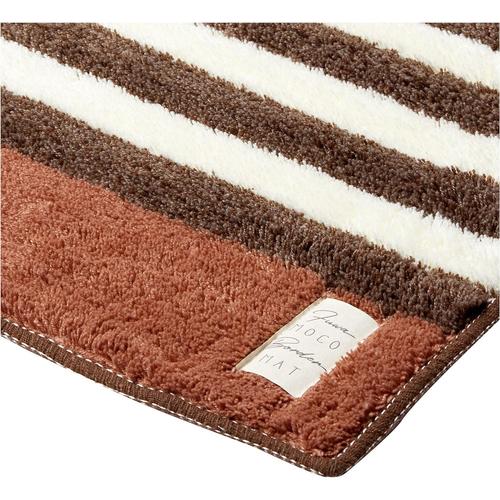 ふわもこボーダーバスマット ブラウン 2セット