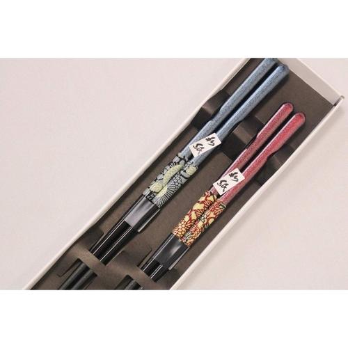 高級夫婦塗箸 トムソン和紙唐菊 2膳組