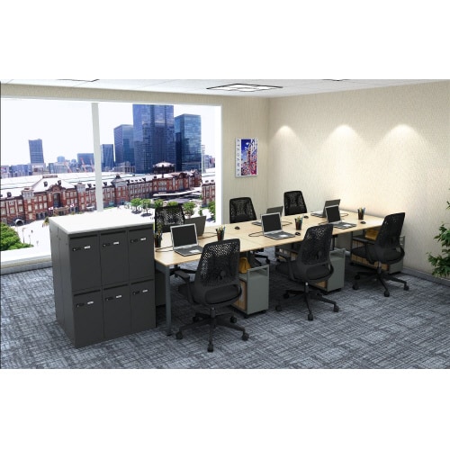 パーソナルロッカー6人用 ホワイト/ブラック