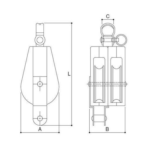 AD−58 Aブロック50mm回転式滑車