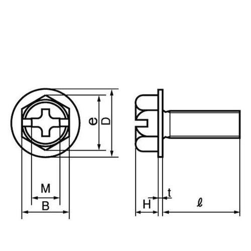 三価ブラック(+−)フランジ小ネジ 5×