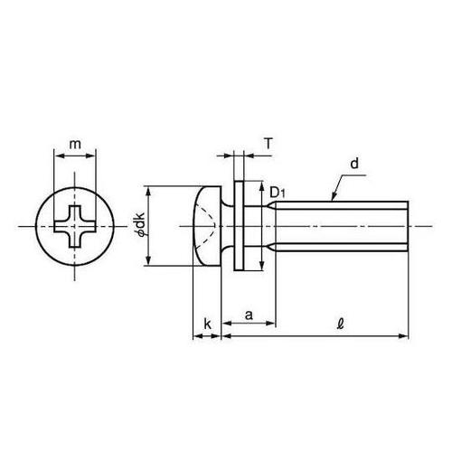 組込みねじ (+)ナベI=1(鉄(または