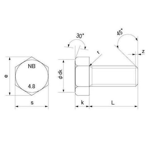 ユニクロ 六角ボルト 全ネジ NBI 8