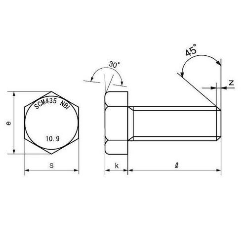 クロメート 10.9 六角ボルト 全ねじ