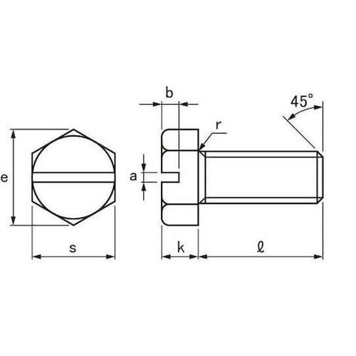 ユニクロ (−)六角ボルト 全ネジ 5×
