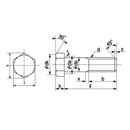 ユニクロ 六角ボルト(半ネジ NBI 1