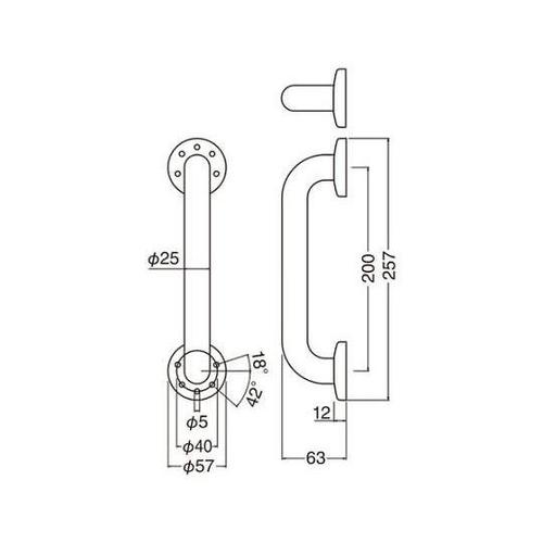 BR200 丸棒ミニ手すり200アイボリ