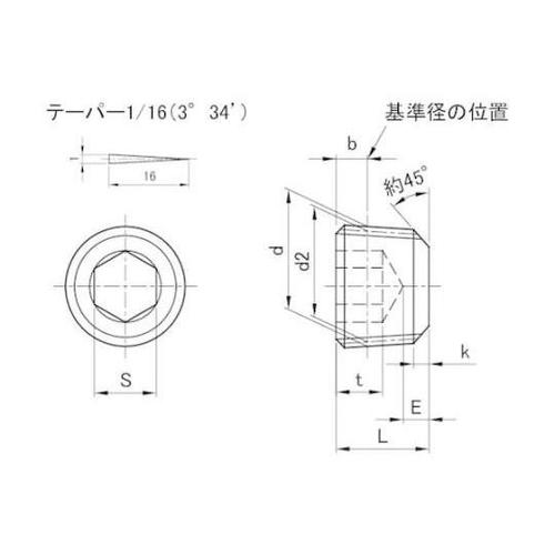 テーパープラグ 沈み スチール PT1/