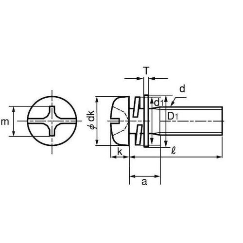 組込みねじ (+−)ナベP=3(鉄(また