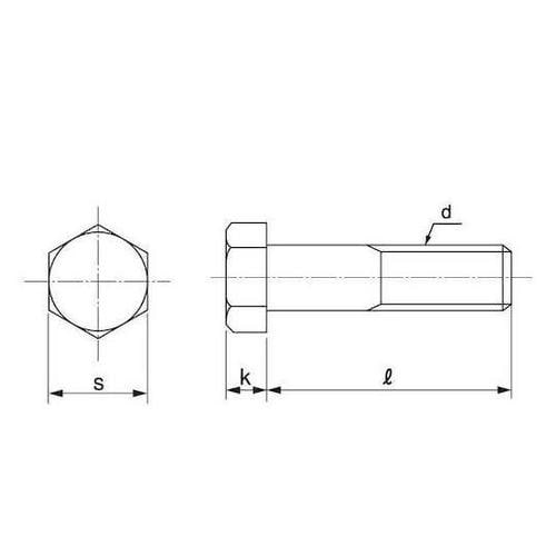 ステン 六角ボルト 半ネジ 1/2×35