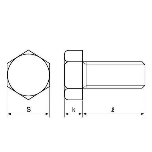 三価ユニクロ 鉄 六角ボルト 全ネジ 輸
