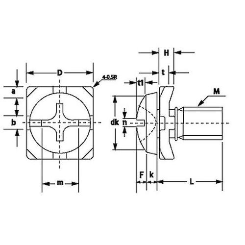 ニッケル 端子ねじ+−バインドH形 角座