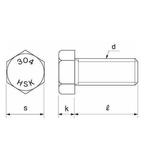 SUS304 六角ボルト 全ネジ(HSK