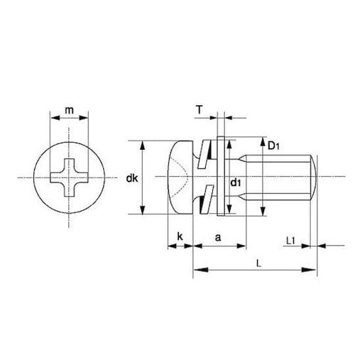 組込みねじ (+)ナベP=3(丸先(鉄(