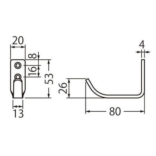 ST208 横J形フック80ソフトミラー