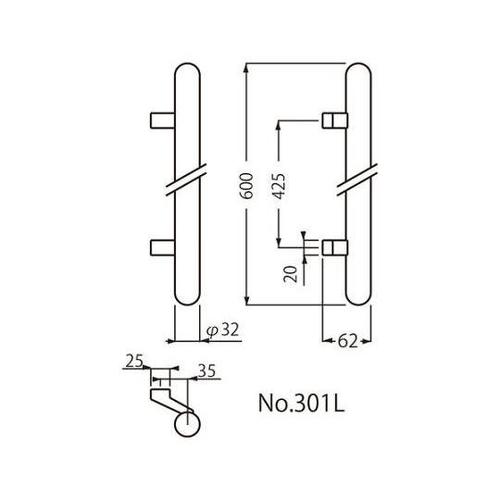 NO−301Lカプセル取手600クロム