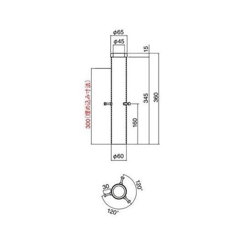 ABR840着脱式埋込支柱ベース45