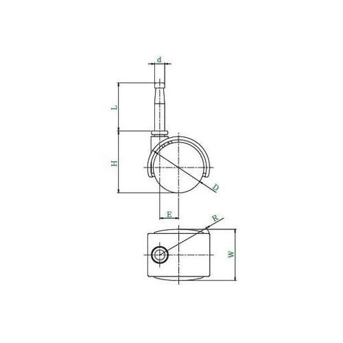 P型キャスター 自在車差し込み式双輪 径