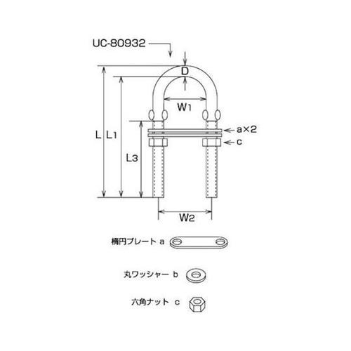 UC80932ステンUボルトC型25mm