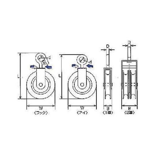 PB65EWナイロンプーリーアイから9mm