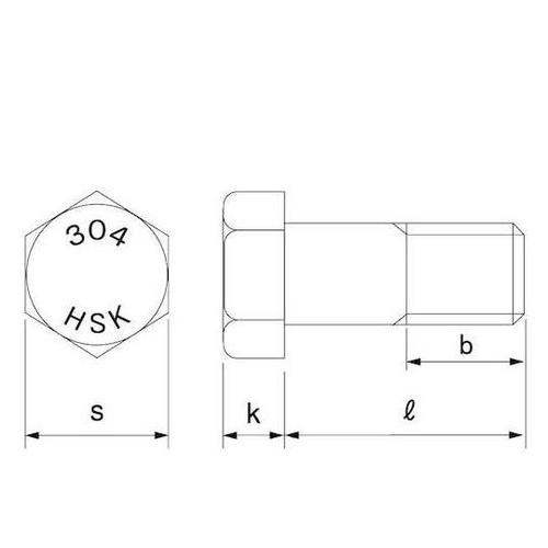 SUS304 六角ボルト 半ネジ(HSK