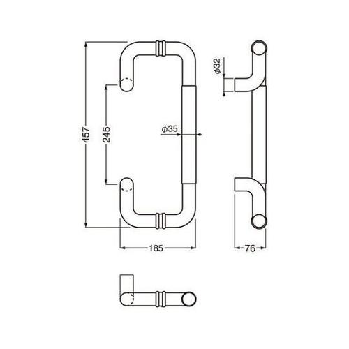 NO208 C形丸棒取手大金/黒ウッド