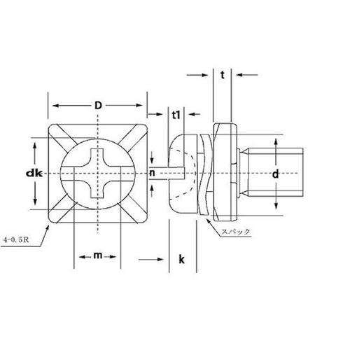 三価ホワイト 端子ねじ+−ナベSK形 角