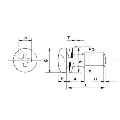 組込みねじ (+)ナベP=4(丸先(鉄(
