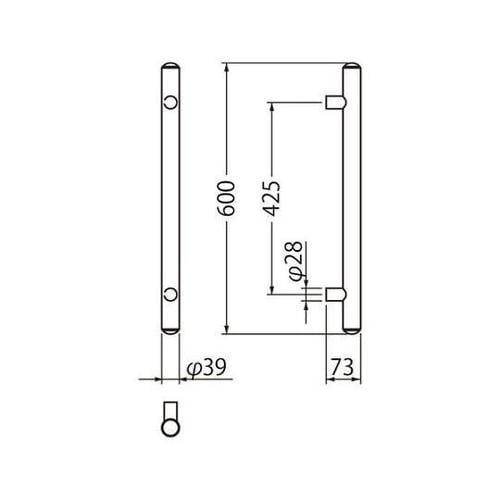NO−191ステン丸棒取手600レザー