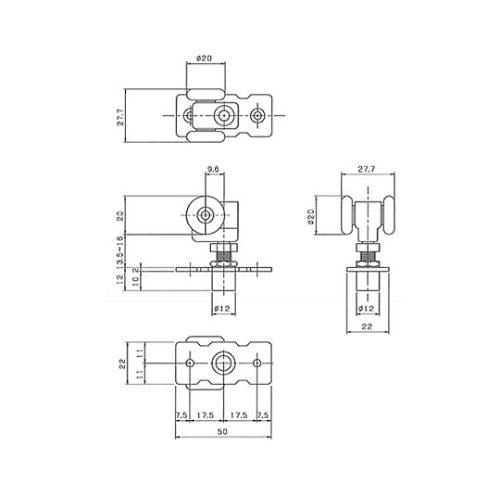 17142折戸金物 吊ガイド27.7mm