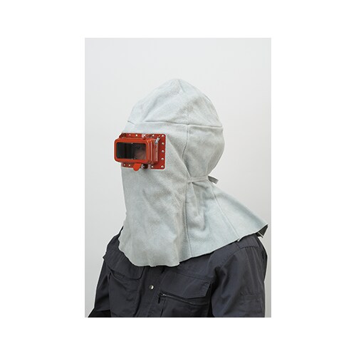 溶接面 床革製開閉頭巾