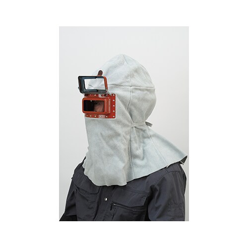 溶接面 床革製開閉頭巾