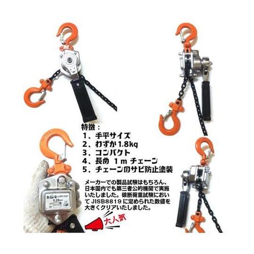 レバーホイスト 0.25t 250kg