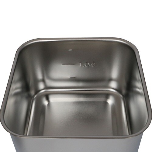 18−8目盛付浅型角キッチンポット(フタ付)