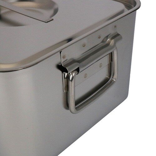 18−8目盛付浅型角キッチンポット(フタ付)