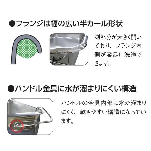 18−8給食バット・運搬型穴明 半カールフランジ