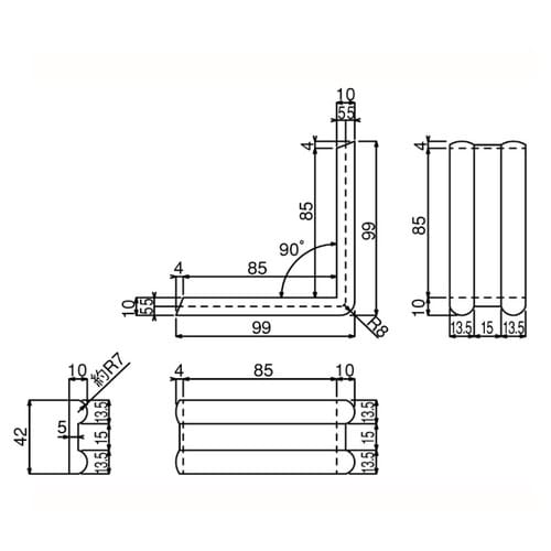 L型コーナーゴム小(白) 4セット