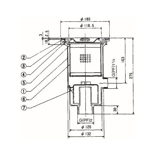 大型ゴミ収納器付防臭排水トラップ(50A)