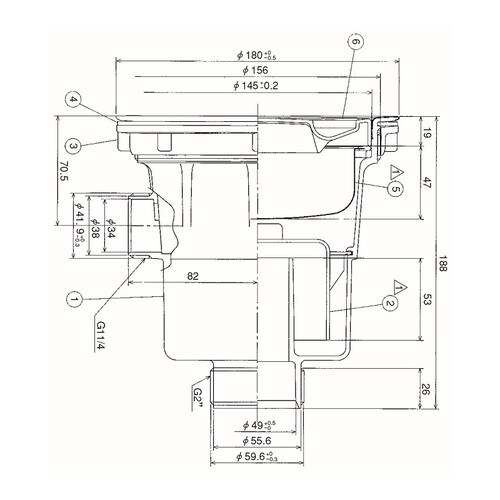 SBK180排水トラップ(ヨコ)
