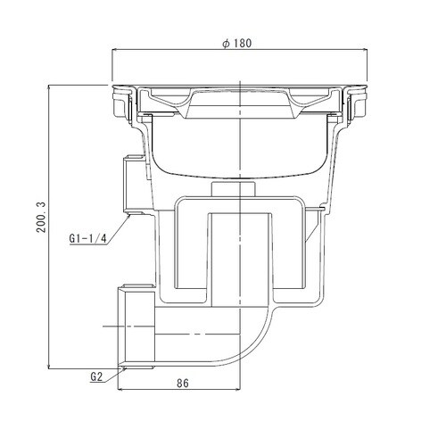 EC180排水トラップ(排水プレート付)