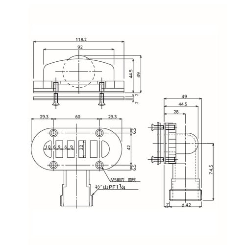 樹脂製小判型オーバーフロー(目皿SUS304)×3