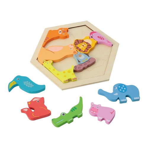 木製六角パズルどうぶつ