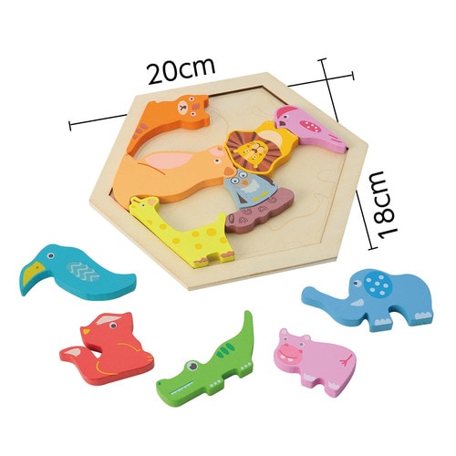 木製六角パズルどうぶつ