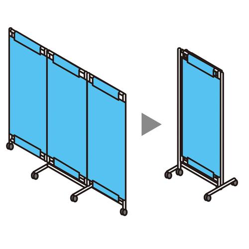 3連カラーパーテーションブルー