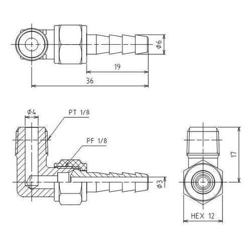 L型雄ねじステム EA141A−501