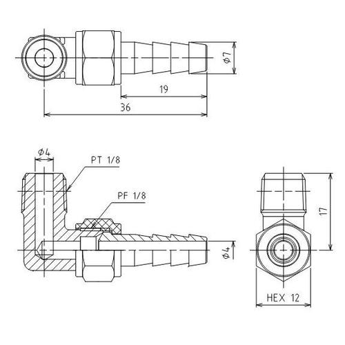 L型雄ねじステム EA141A−502