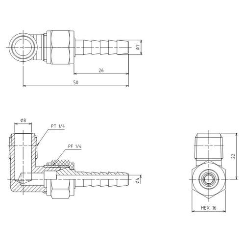 L型雄ねじステム EA141A−512
