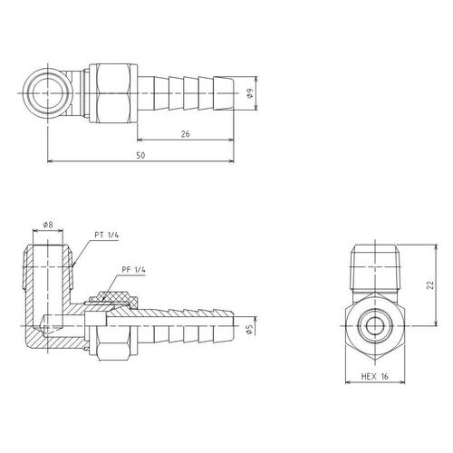 L型雄ねじステム EA141A−514